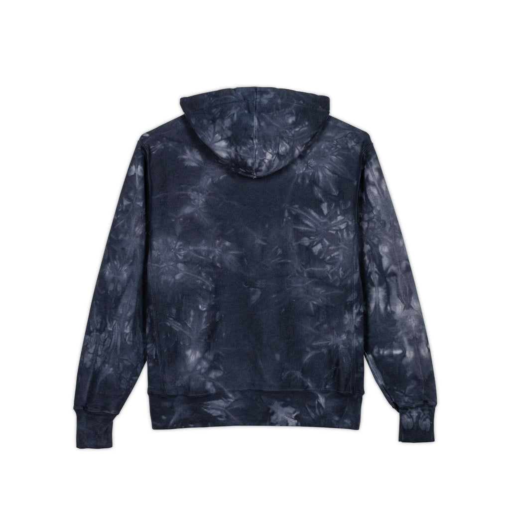 Tie-Dye Champion Hoodie — Black Marble Embroidered End of the trail Pullover