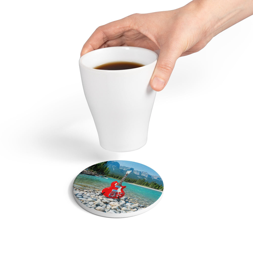 Copy of Abstract Black Marble Ceramic Coaster — Round Cork-Back Drink Protector