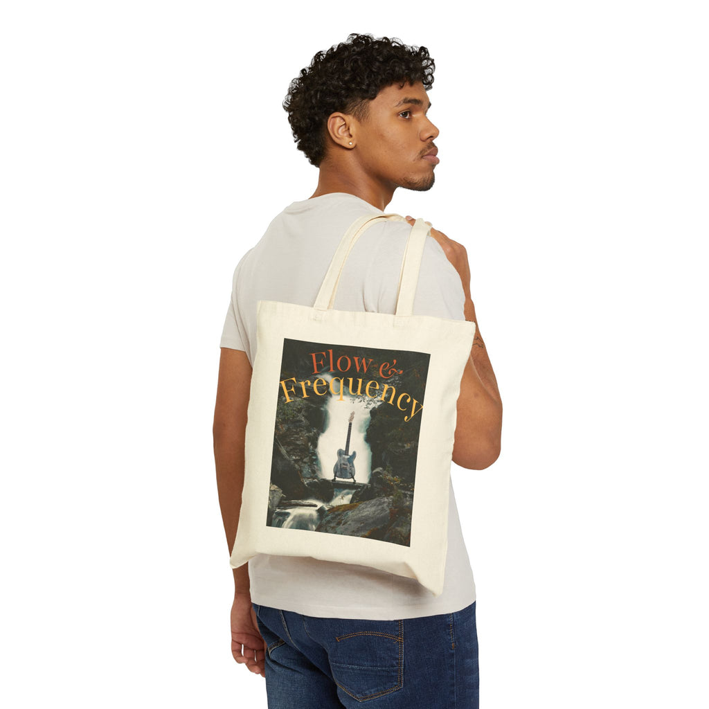Flow & Frequency Canvas Tote — Guitar Waterfall Art Tote Bag
