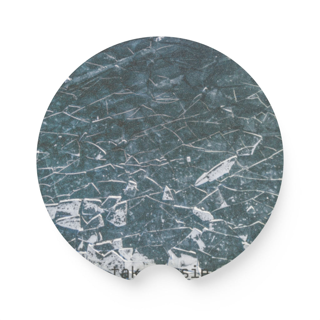 Soapstone Car Coaster — Vintage Scratched Stone Texture Car Cup Holder Coaster