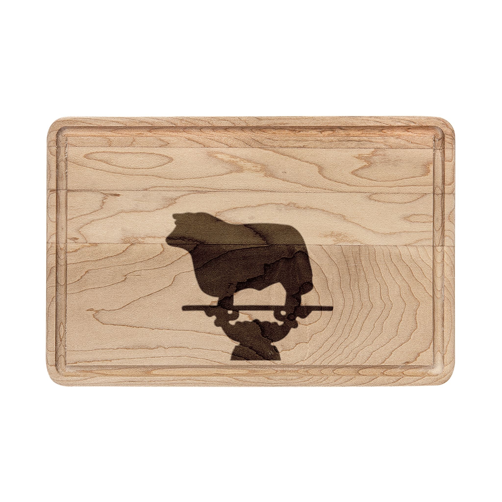Engraved Bull Silhouette Wooden Cutting Board — Rustic Farmhouse Charcuterie Board