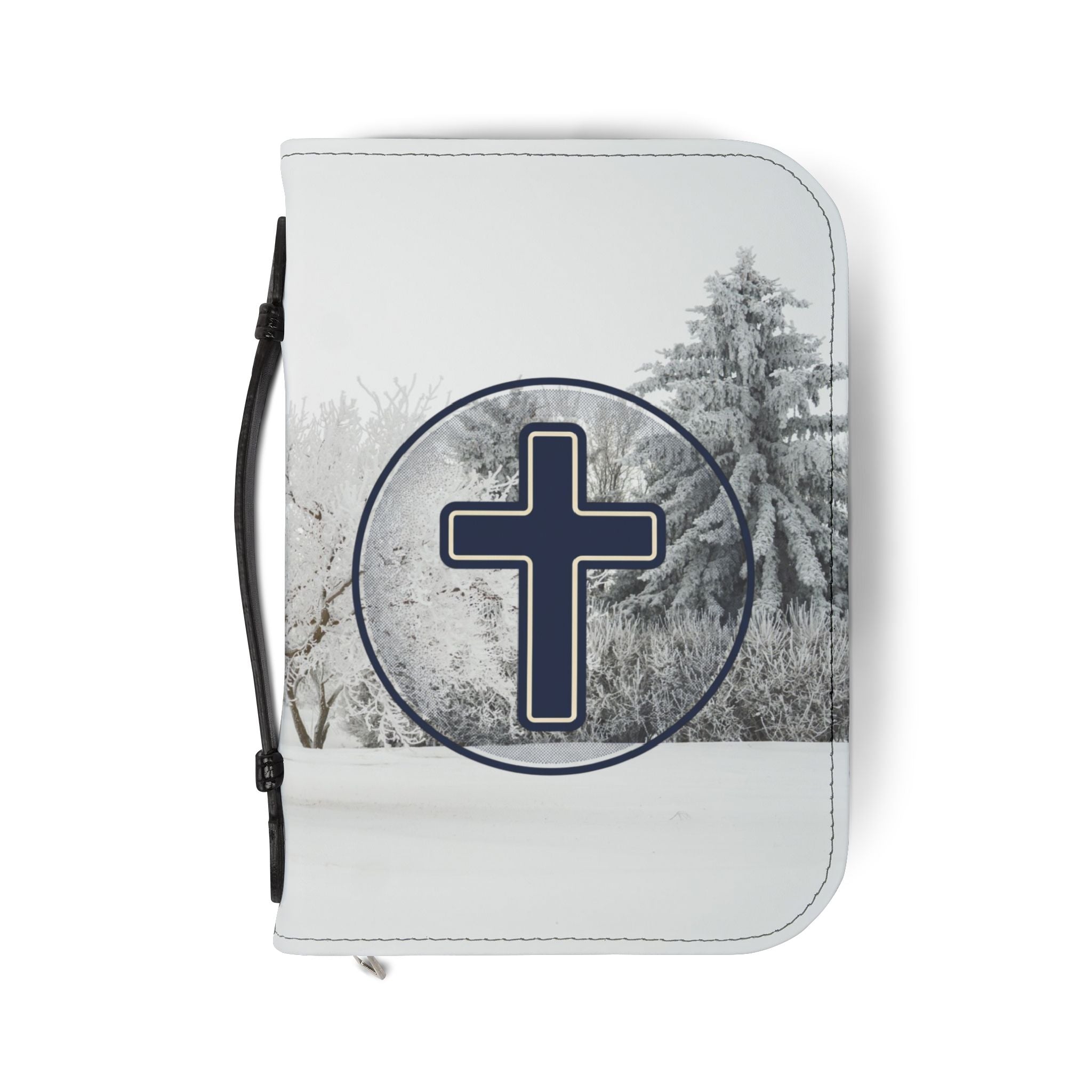 Bible Cover - Winter Farm Cross Design (Zippered)