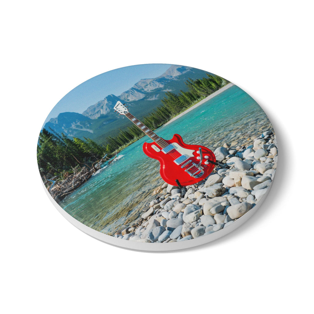 Copy of Abstract Black Marble Ceramic Coaster — Round Cork-Back Drink Protector