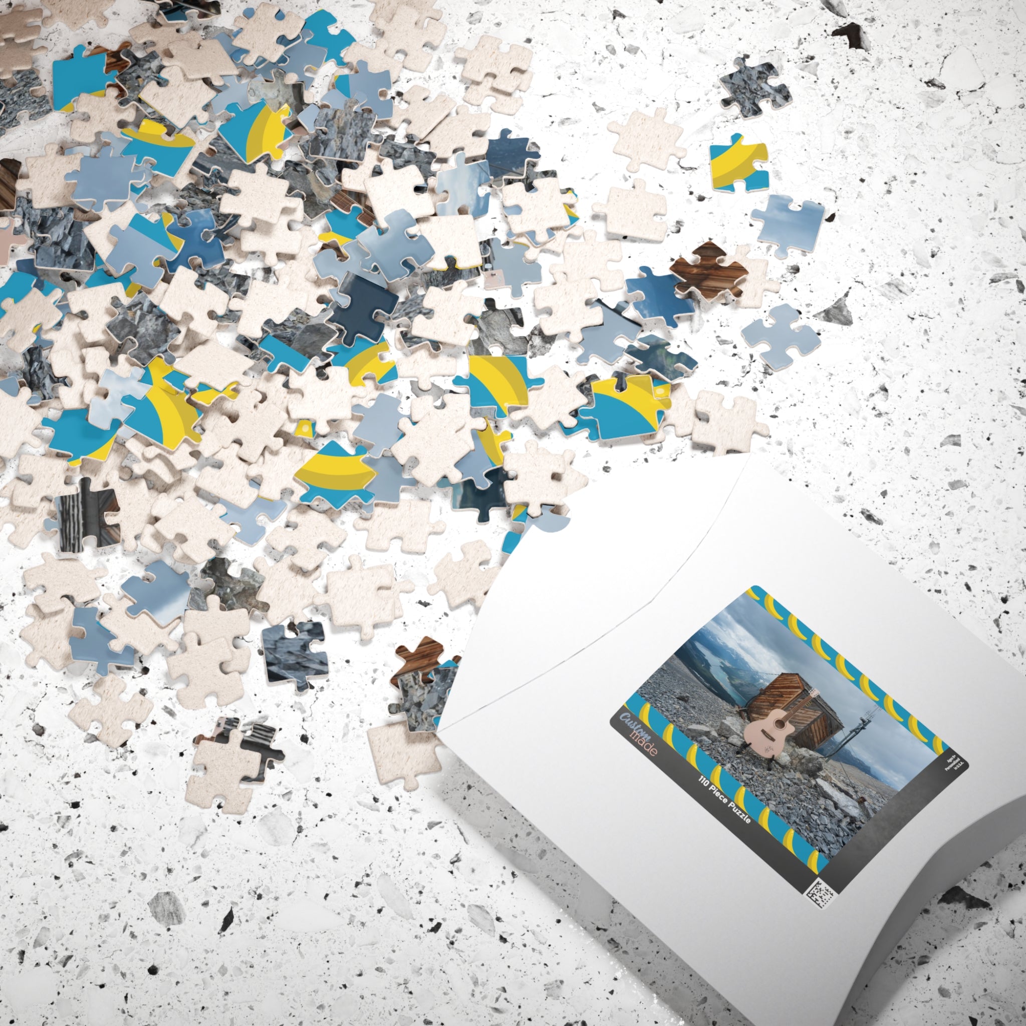 Copy of Guitar on Mountain Peak Jigsaw Puzzle — Scenic Music Lover Puzzle (110/252/520/1014 pcs)