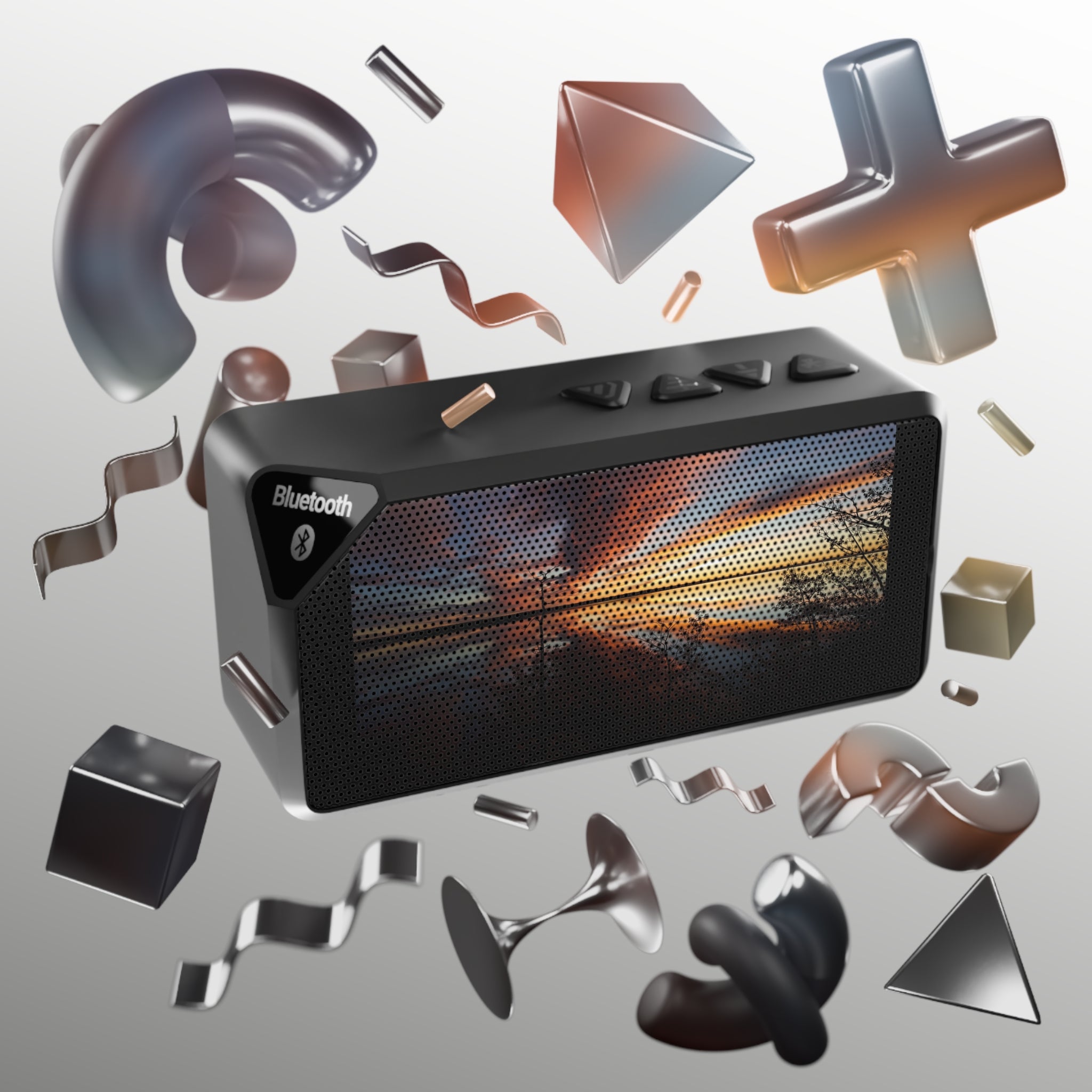 Jabba Bluetooth Speaker — Portable Wireless Speaker with Sunset Landscape Grill