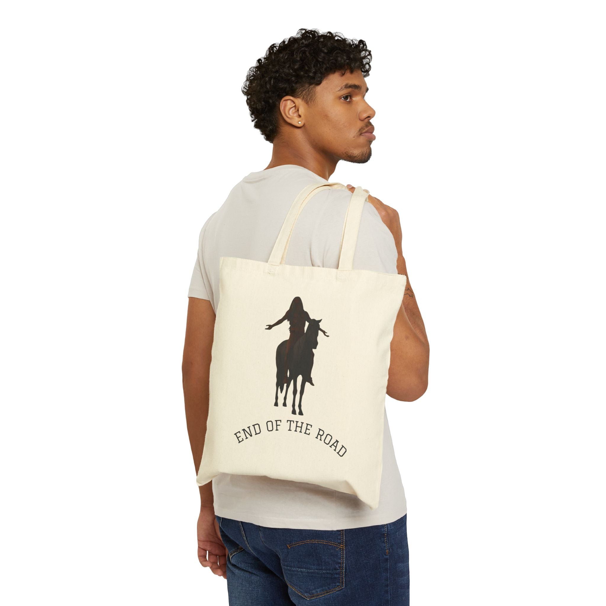 End of the Road Canvas Tote — Vintage Horse Rider Eco Shopper Bag