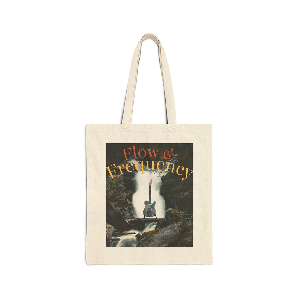 Flow & Frequency Canvas Tote — Guitar Waterfall Art Tote Bag