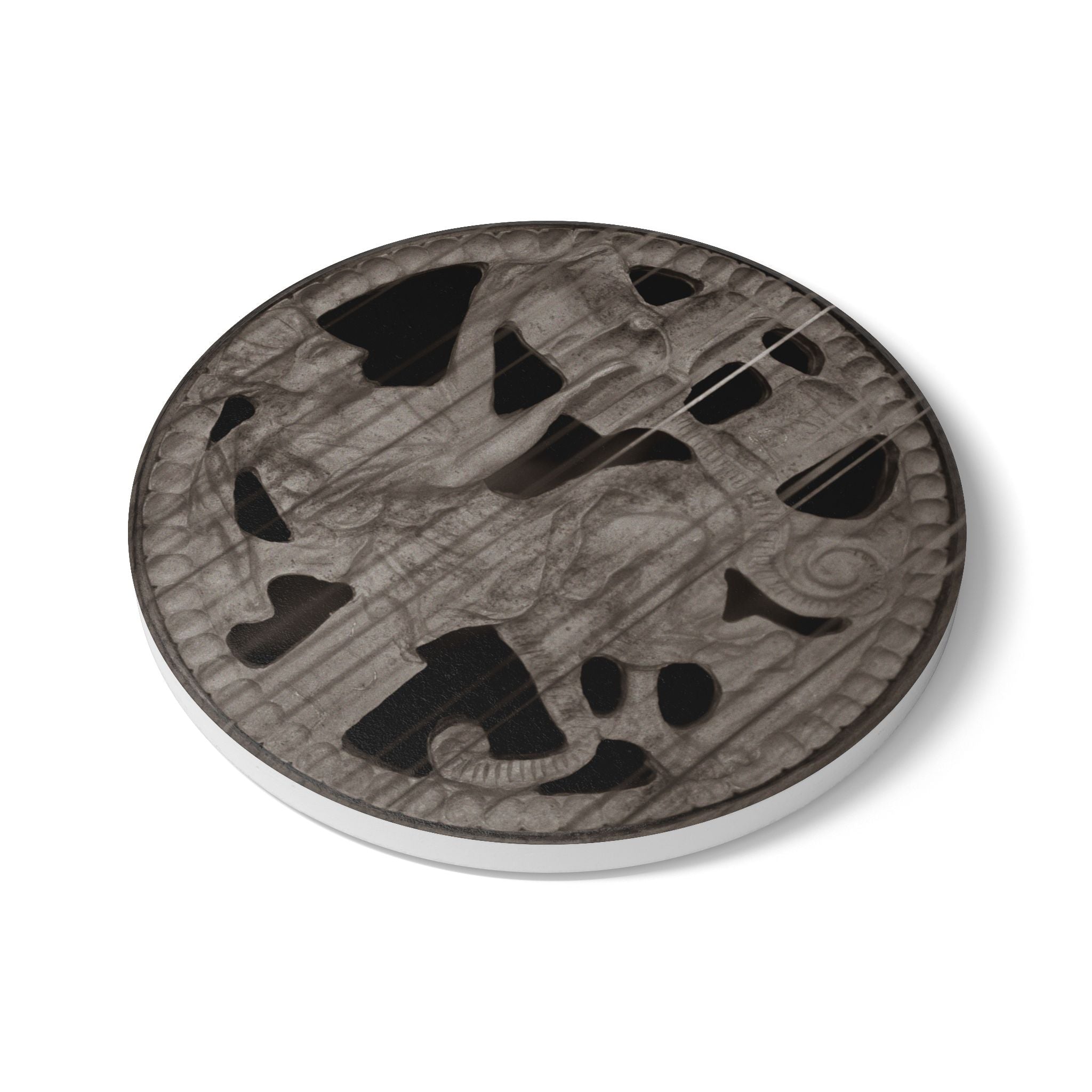 Abstract Black Marble Ceramic Coaster — Round Cork-Back Drink Protector