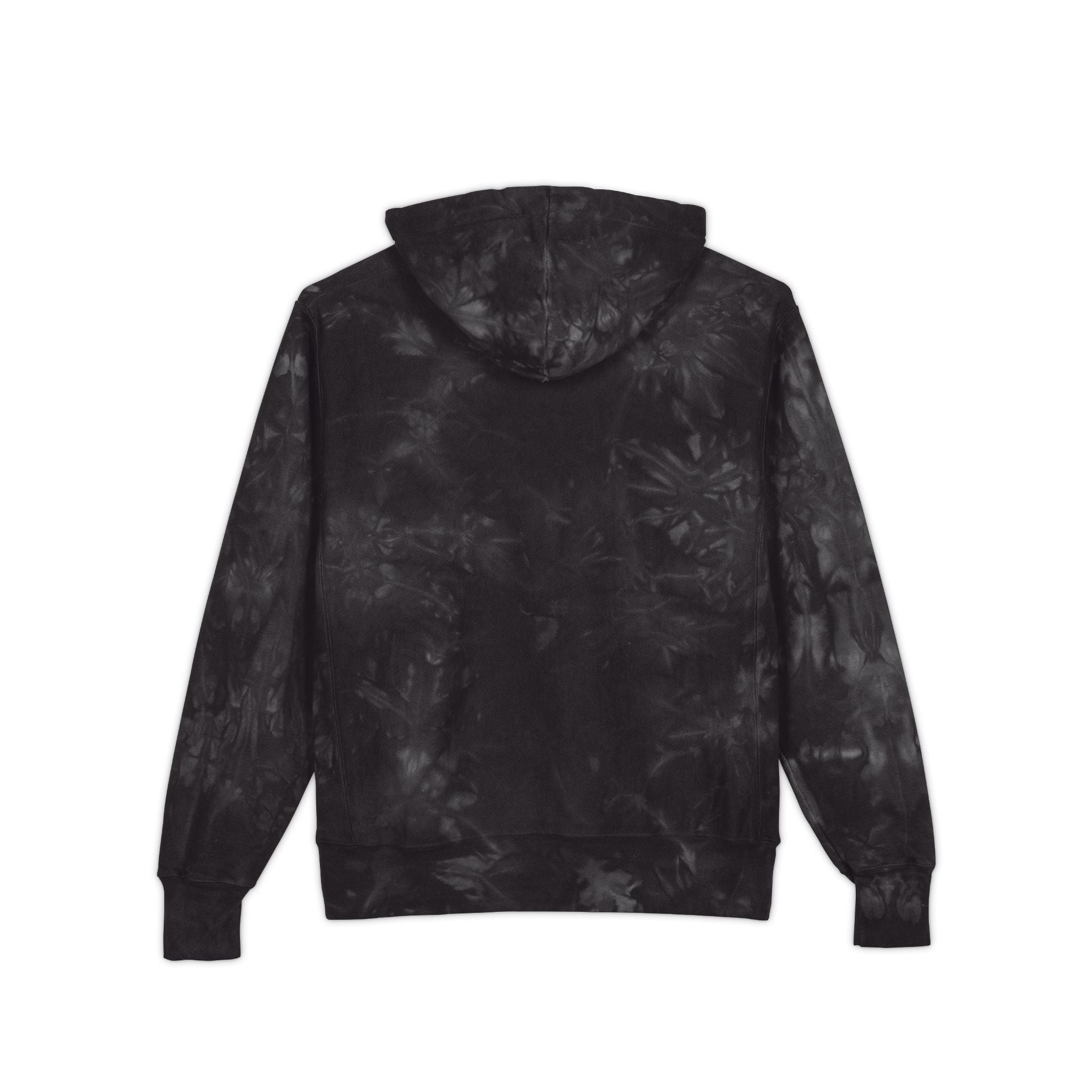 Tie-Dye Champion Hoodie — Black Marble Embroidered End of the trail Pullover
