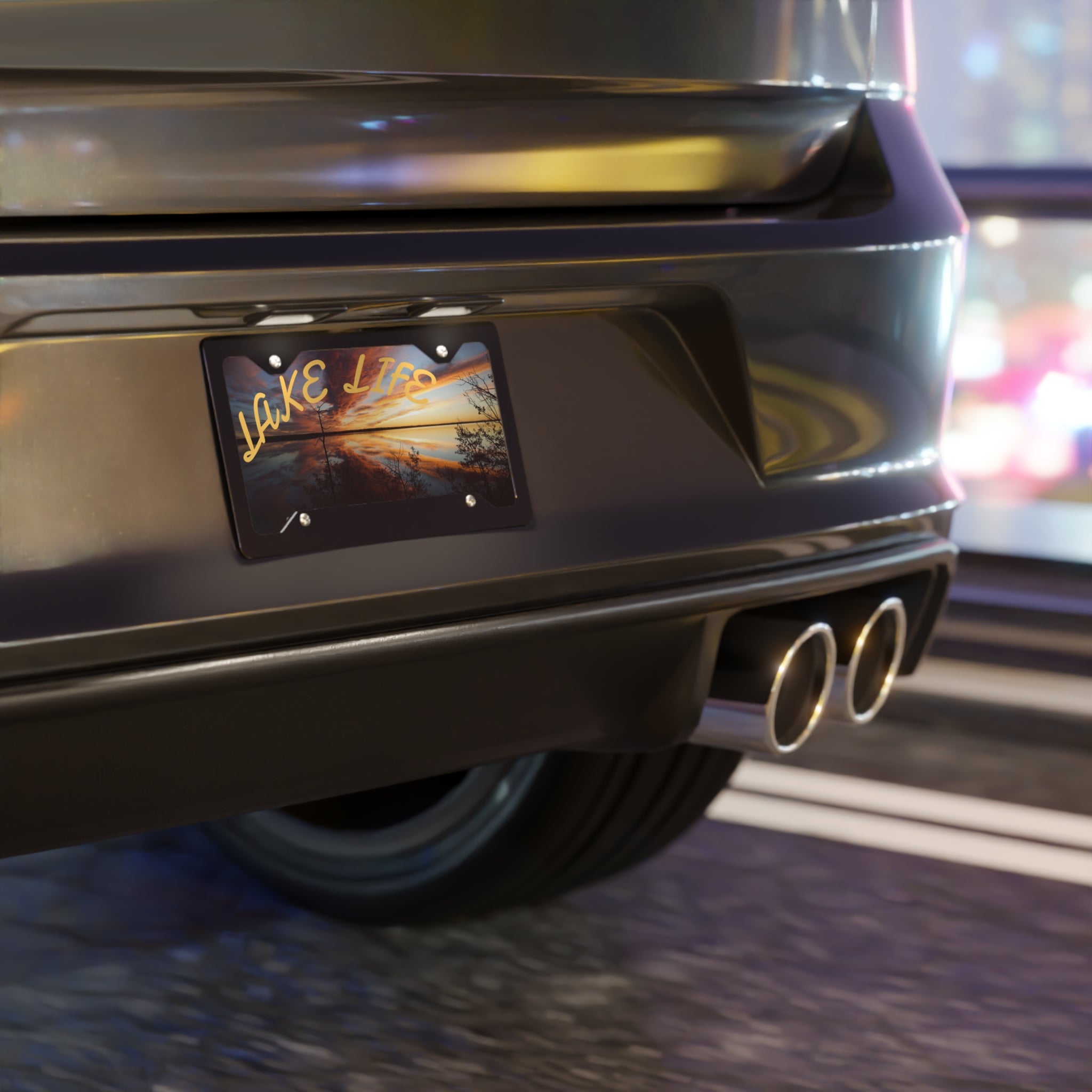Lake Life Sunset Vanity License Plate