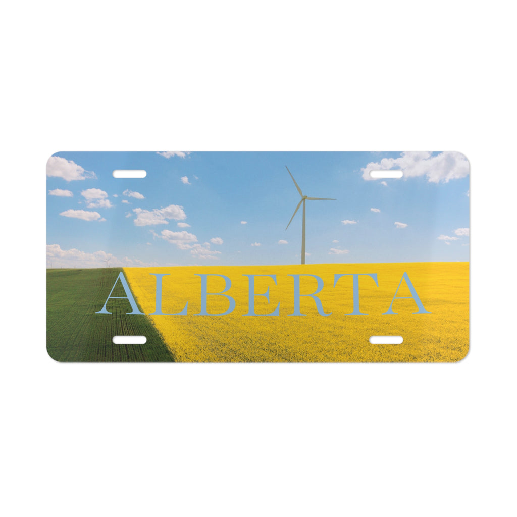 Alberta Scenic Vanity Plate — Windmill Canola Field License-Style Décor