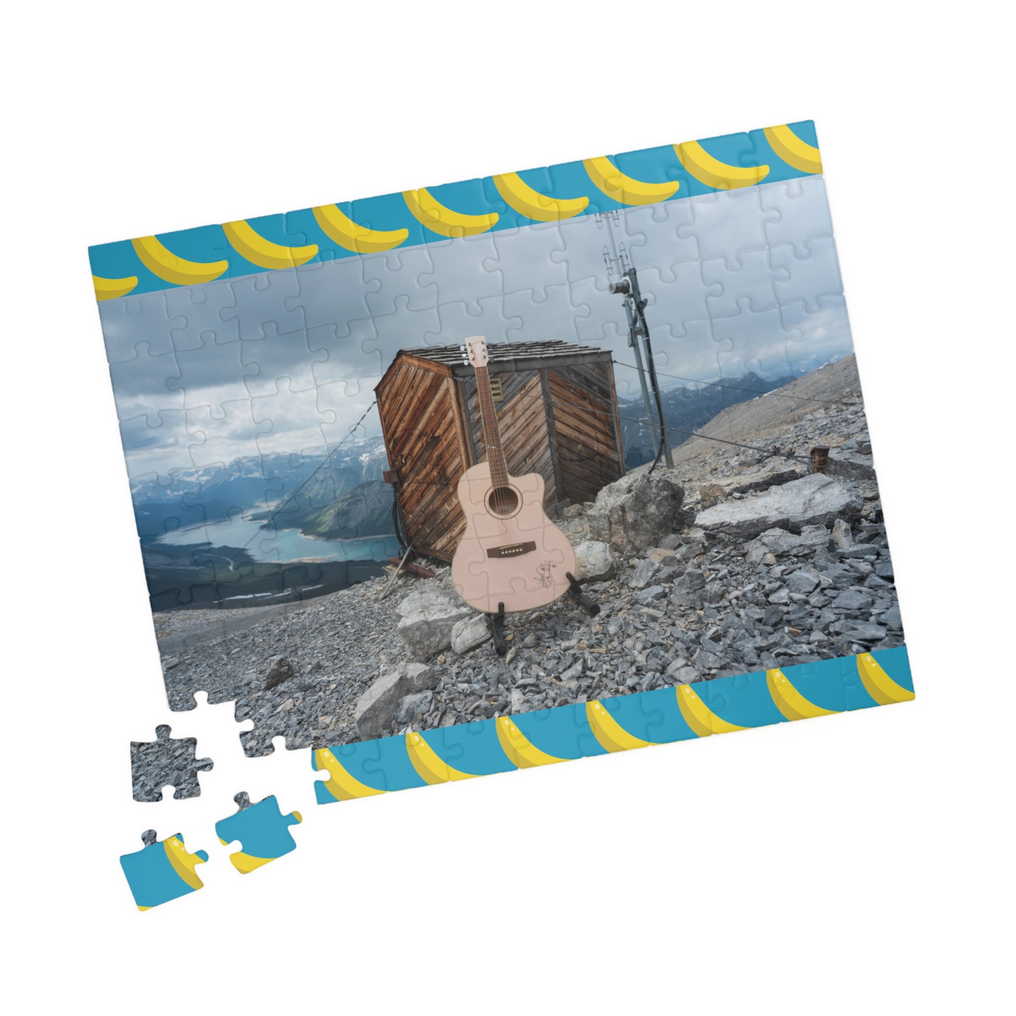 Copy of Guitar on Mountain Peak Jigsaw Puzzle — Scenic Music Lover Puzzle (110/252/520/1014 pcs)