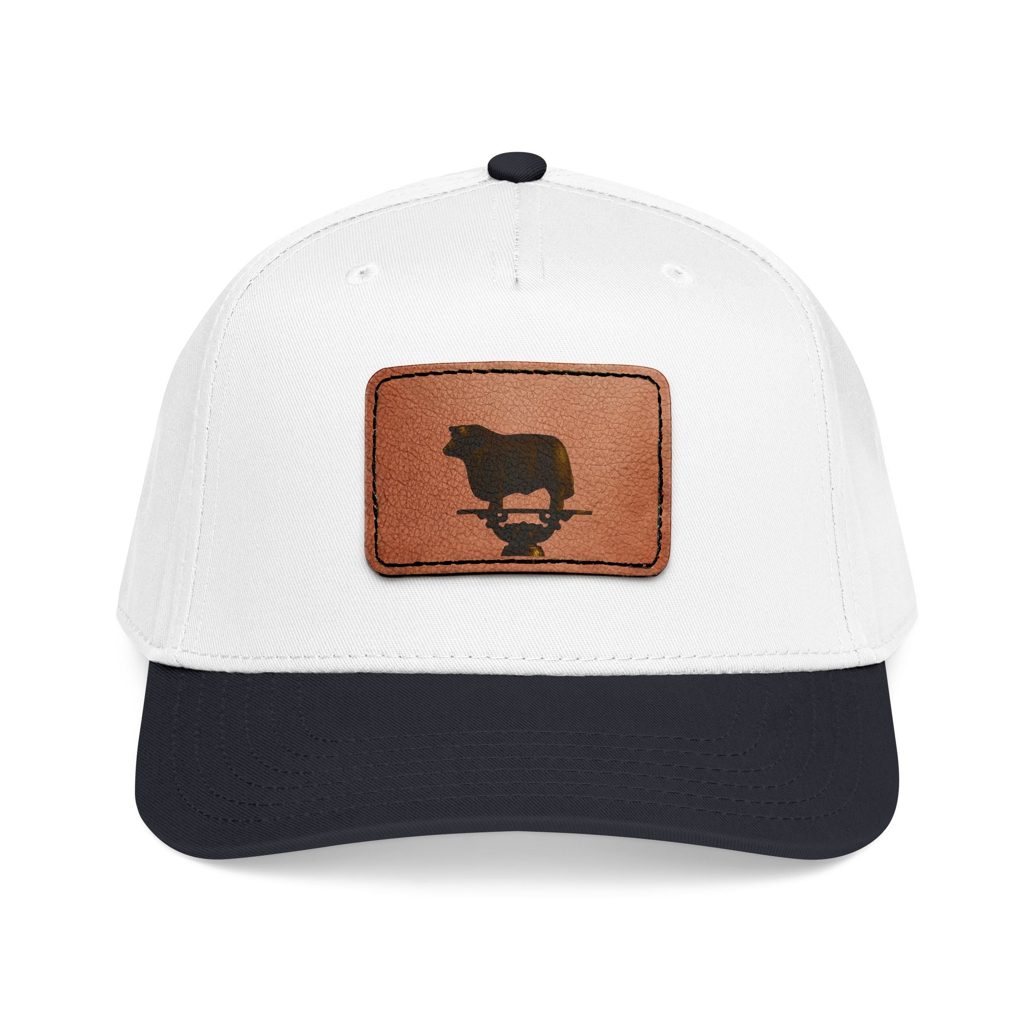 Bull Leather Patch Baseball Cap — Rustic Farmhouse Hat