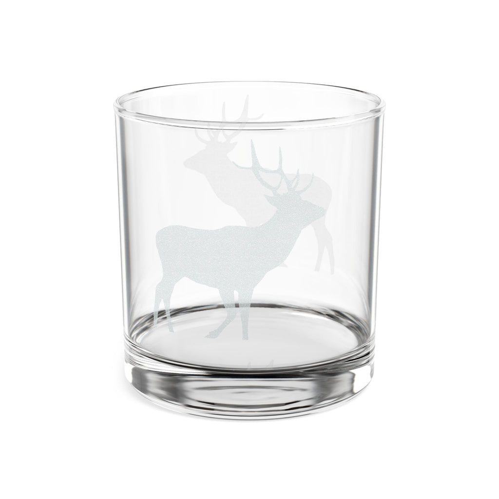 Engraved Deer Whiskey Glass 10.5oz – Rustic Elk Rocks Glass for Groomsmen, Hunting Gifts & Fathers Day