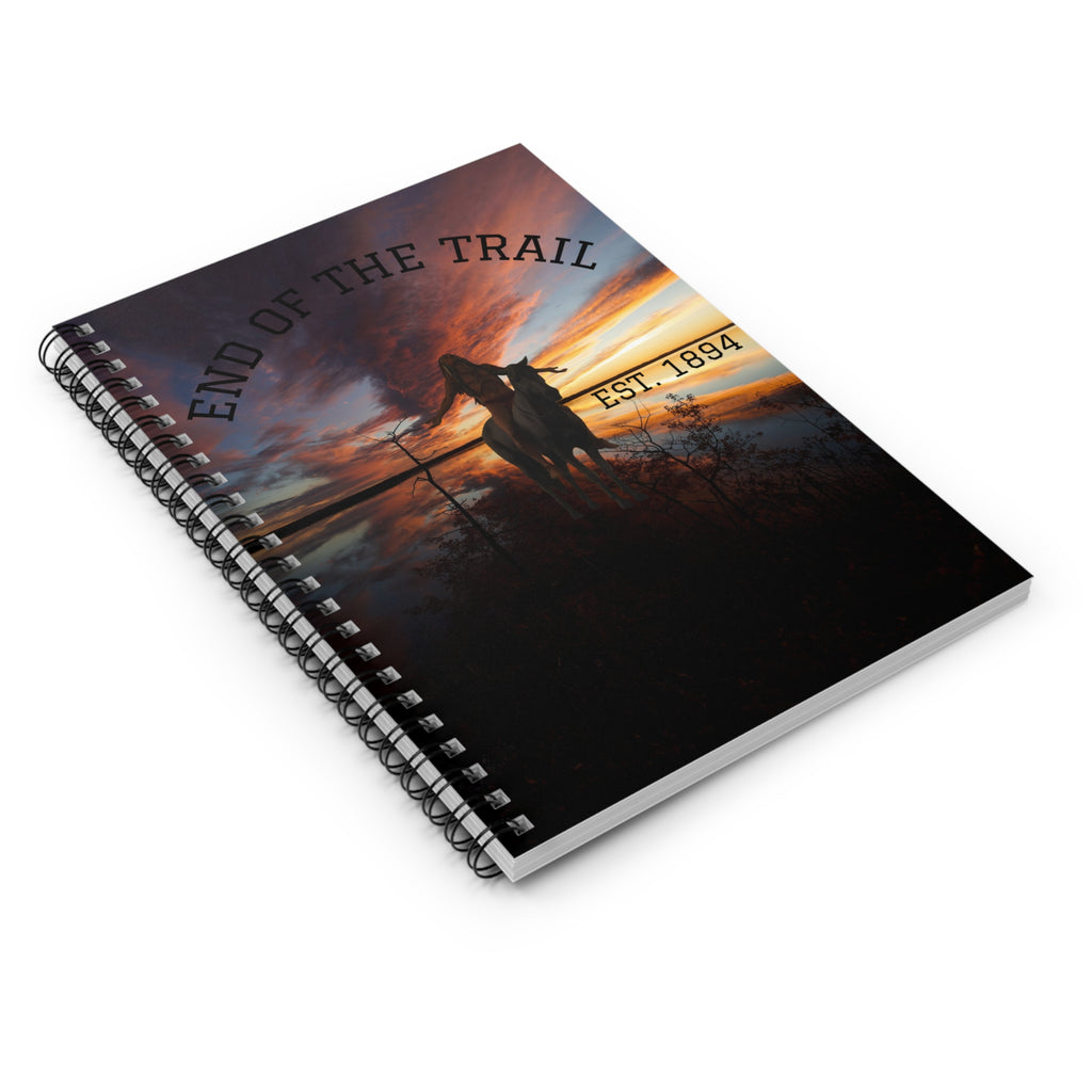 End of the Trail Spiral Notebook — Sunset Cowboy Journal (Ruled, EST. 1894)
