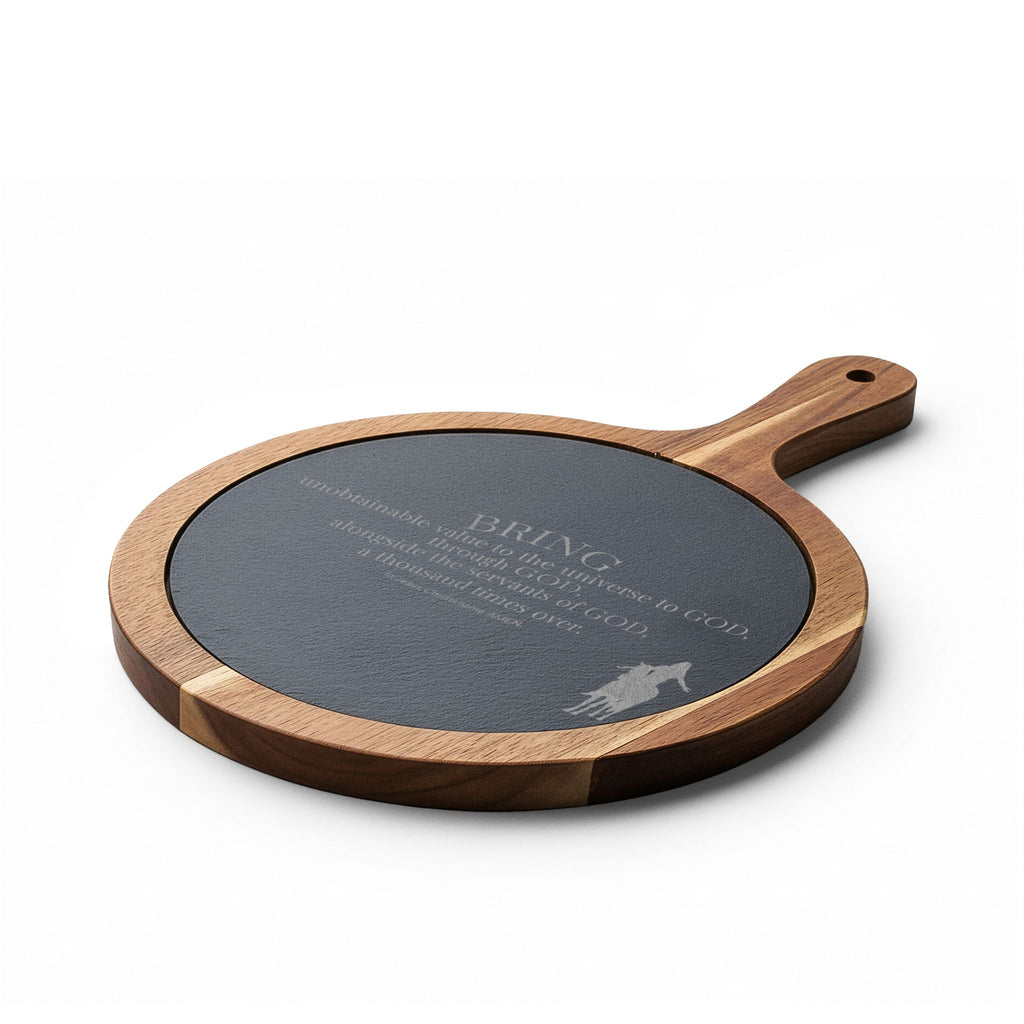 Engraved Guitar Charcuterie Board — Slate Cheese Platter with Knife Set