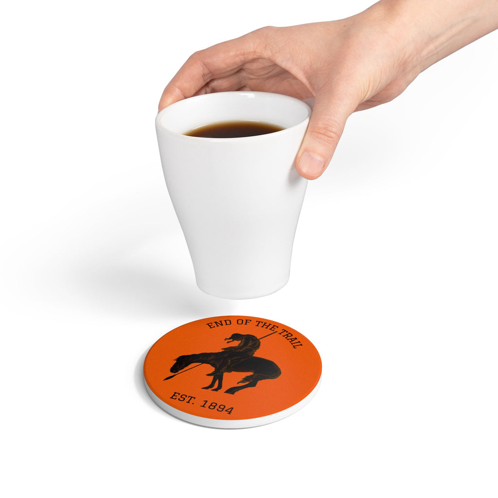 Copy of End of the Trail Ceramic Coaster — Vintage Western Horse Rider Design (Est. 1894)
