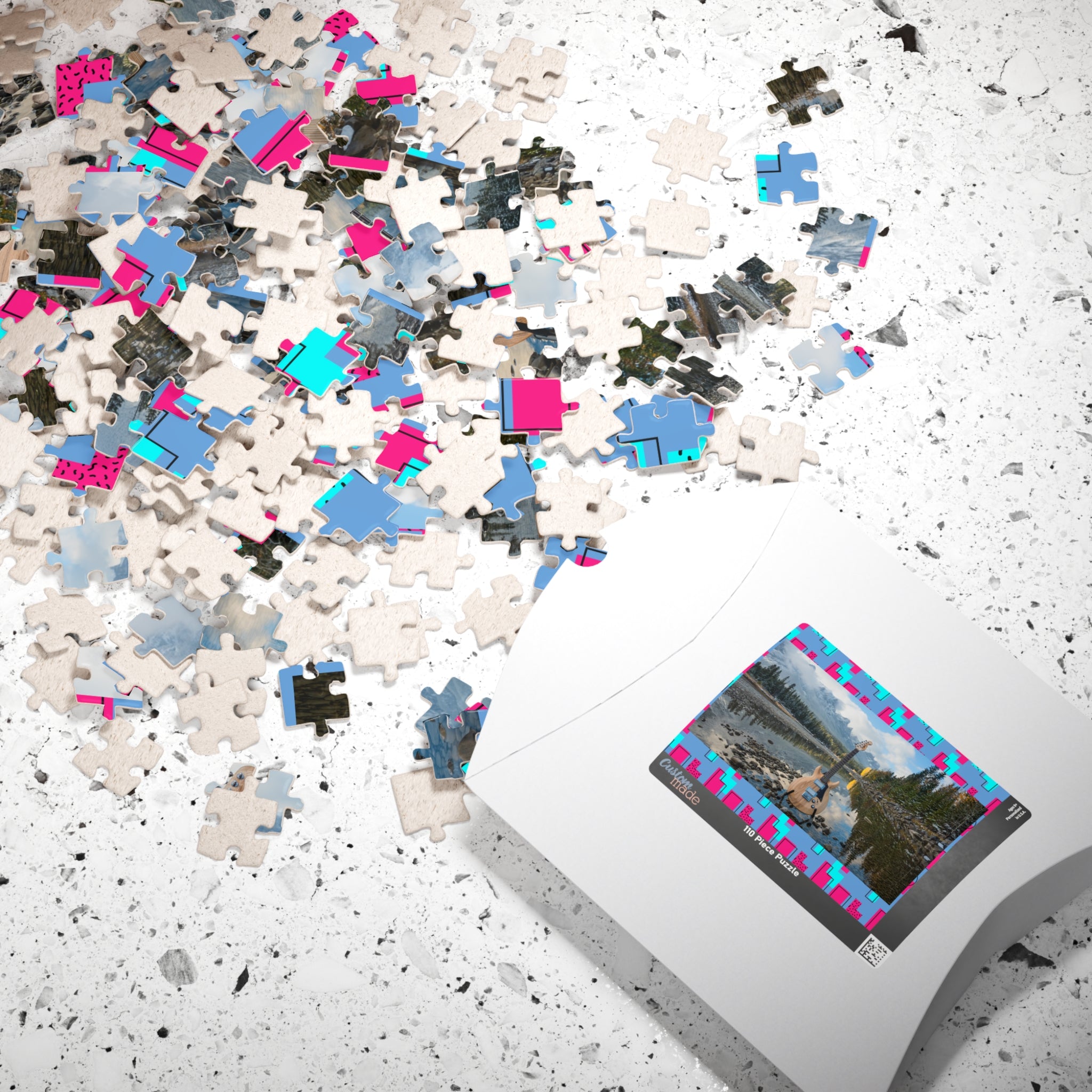 Copy of Guitar on Mountain Peak Jigsaw Puzzle — Scenic Music Lover Puzzle (110/252/520/1014 pcs)
