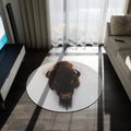 Bison Head Round Rug — Rustic Western Decorative Floor Mat
