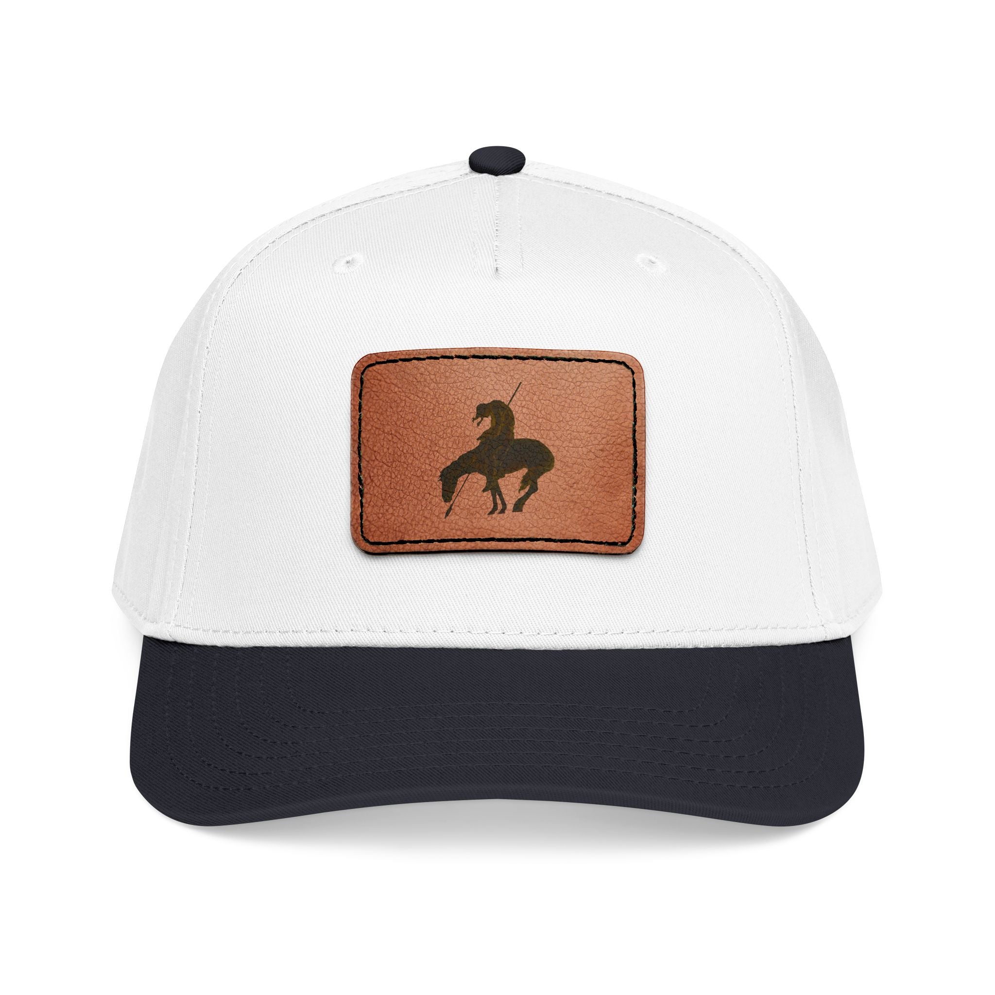 Leather Patch Baseball Cap — Indigenous Horse Rider Silhouette | Western Lifestyle Hat
