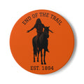 End of the Trail Ceramic Coaster — Vintage Western Horse Rider Design (Est. 1894)