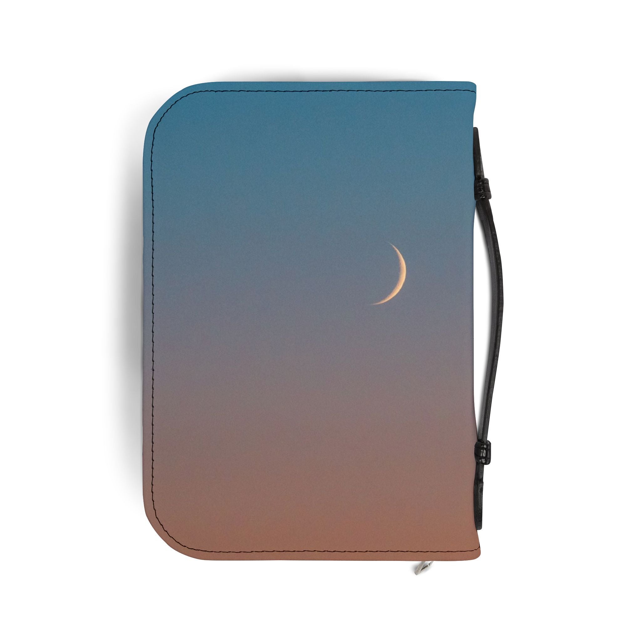 Crescent Sky Bible Cover — Zippered Leatherette Bible Case with Crescent Moon Gradient