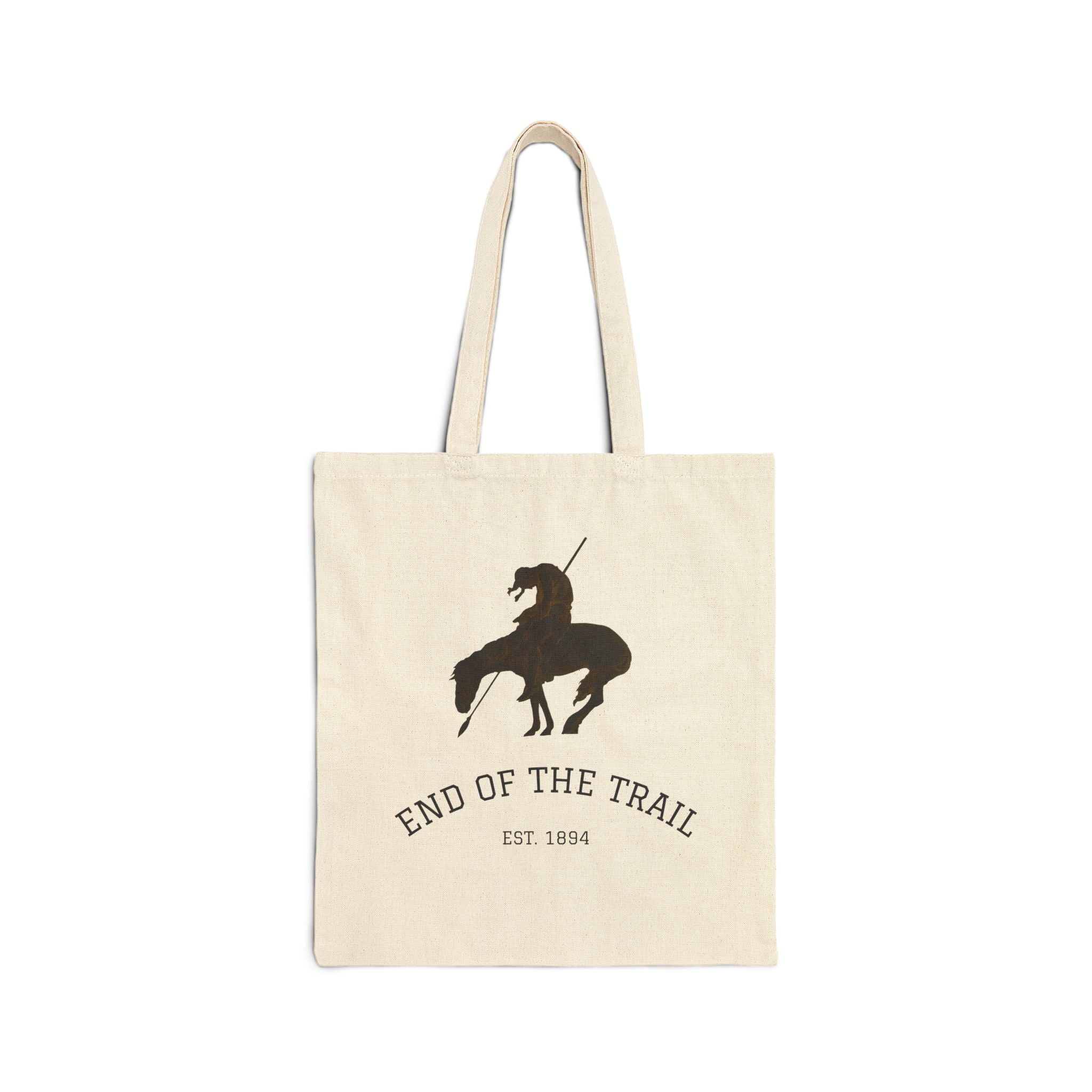 End of the Trail Canvas Tote Bag — Native American Horse Rider Design