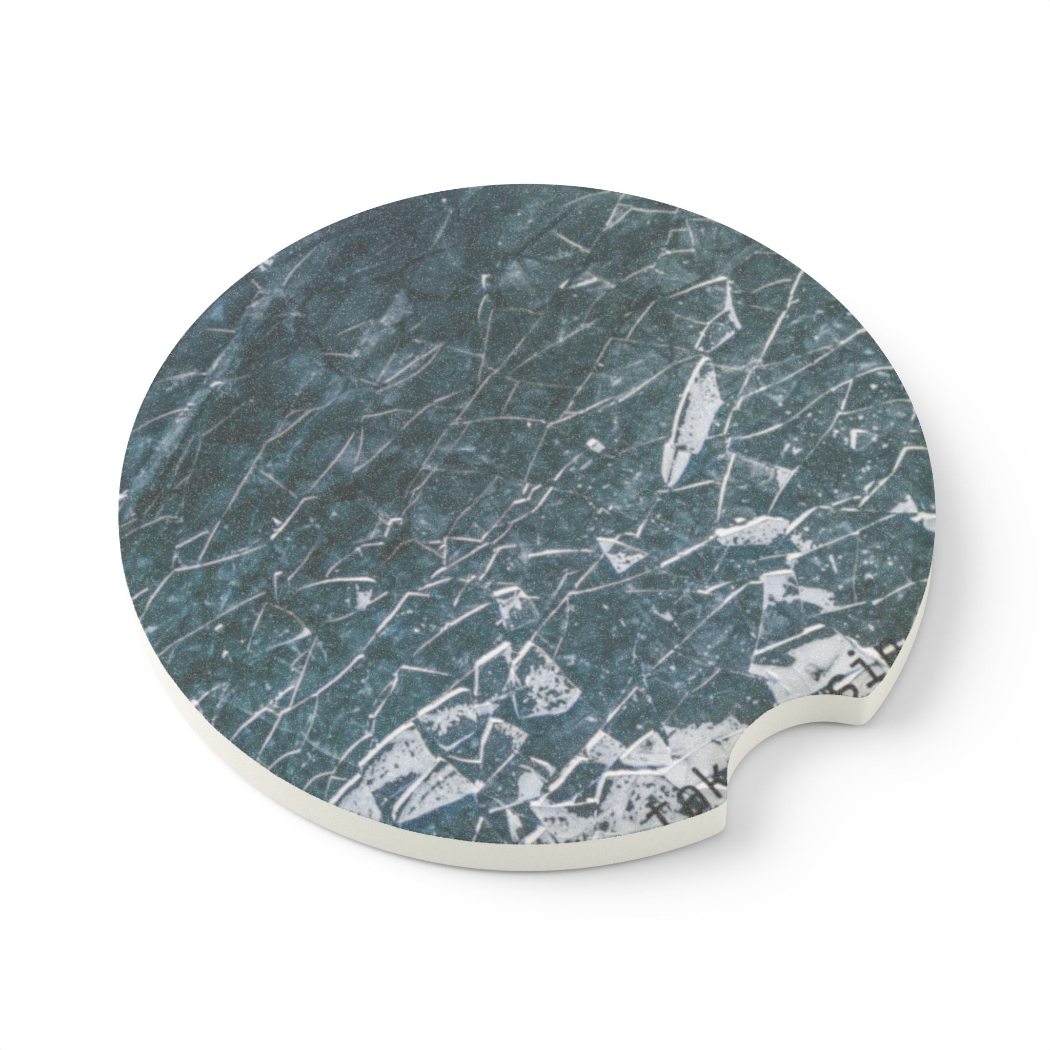 Soapstone Car Coaster — Vintage Scratched Stone Texture Car Cup Holder Coaster