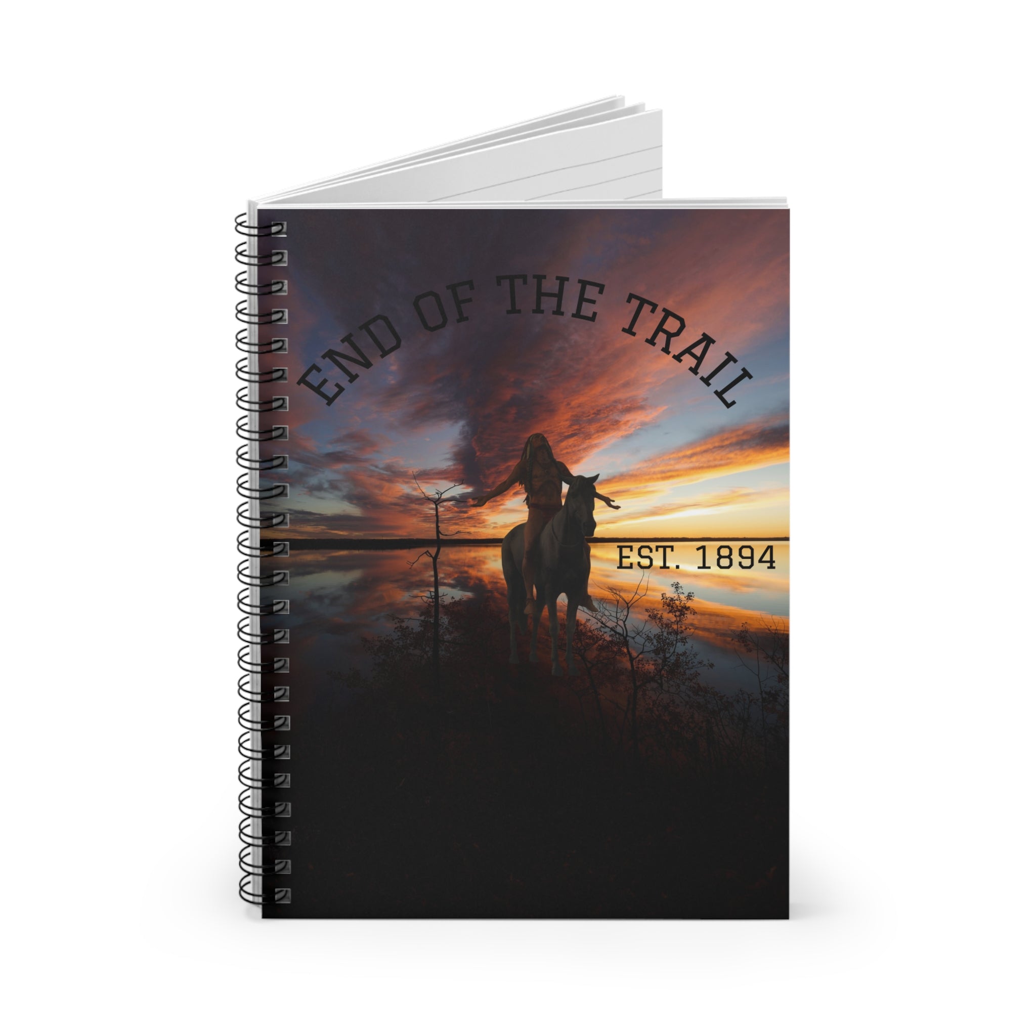 End of the Trail Spiral Notebook — Sunset Cowboy Journal (Ruled, EST. 1894)