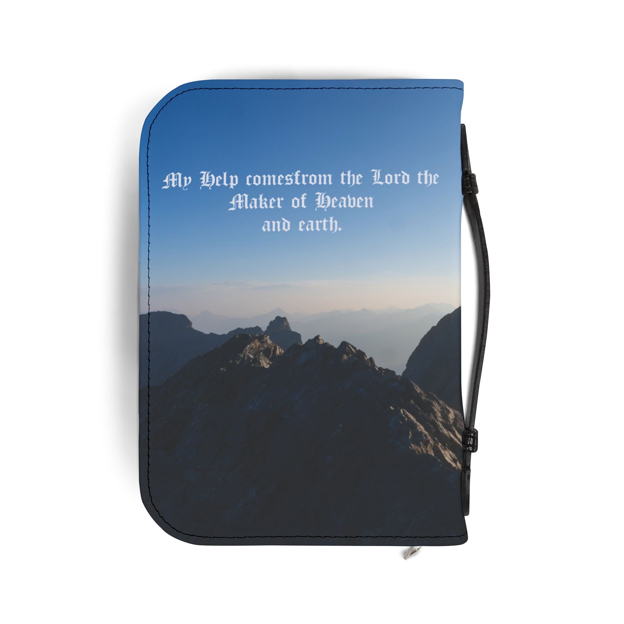 Bible Cover — Mountain Sunrise Zippered Bible Cover with Psalm Quote
