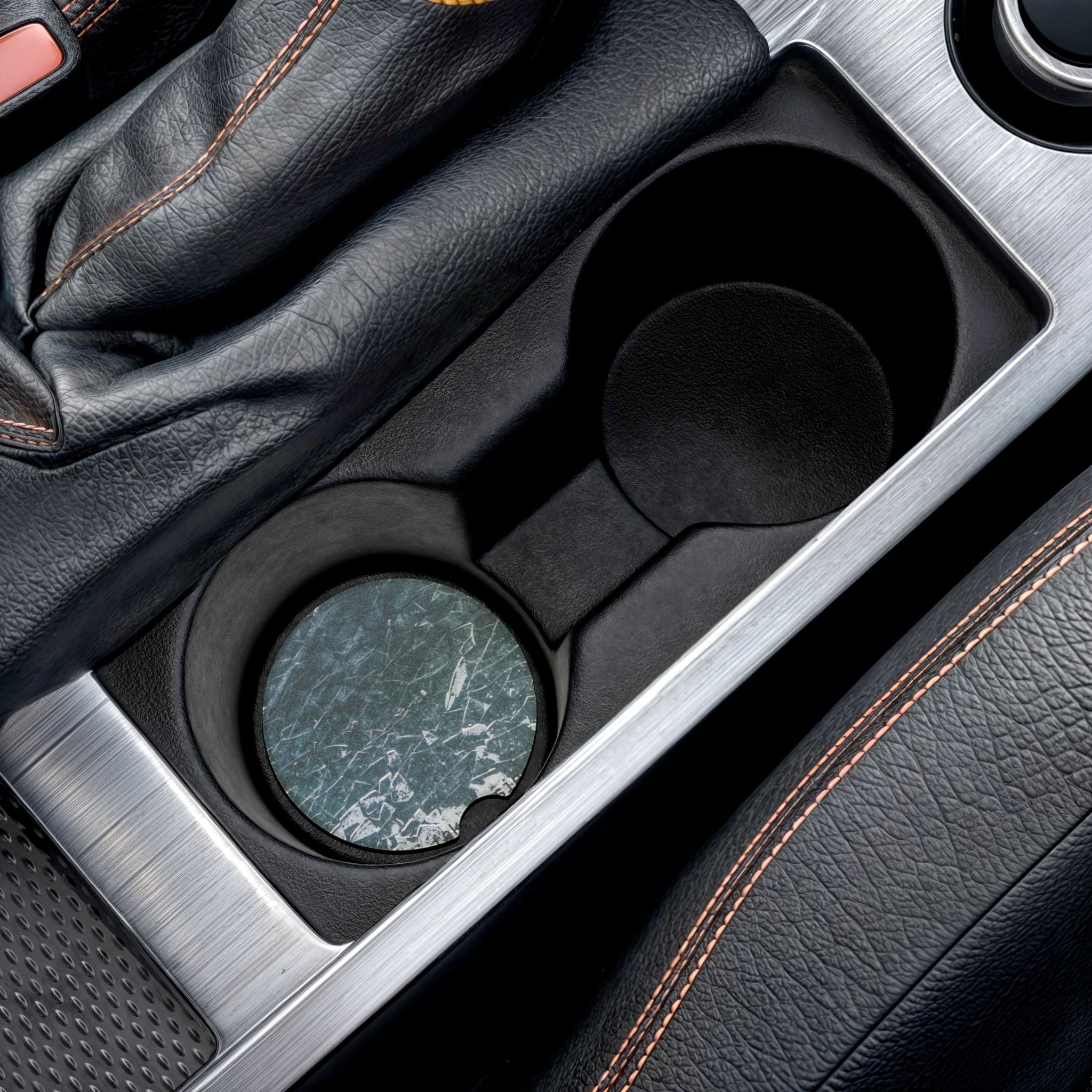 Soapstone Car Coaster — Vintage Scratched Stone Texture Car Cup Holder Coaster