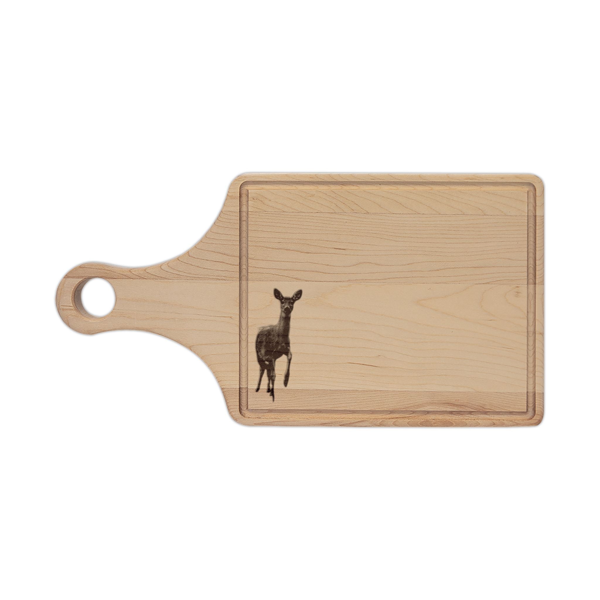 Engraved Deer Maple Cutting Board — Rustic Serving & Chopping Board