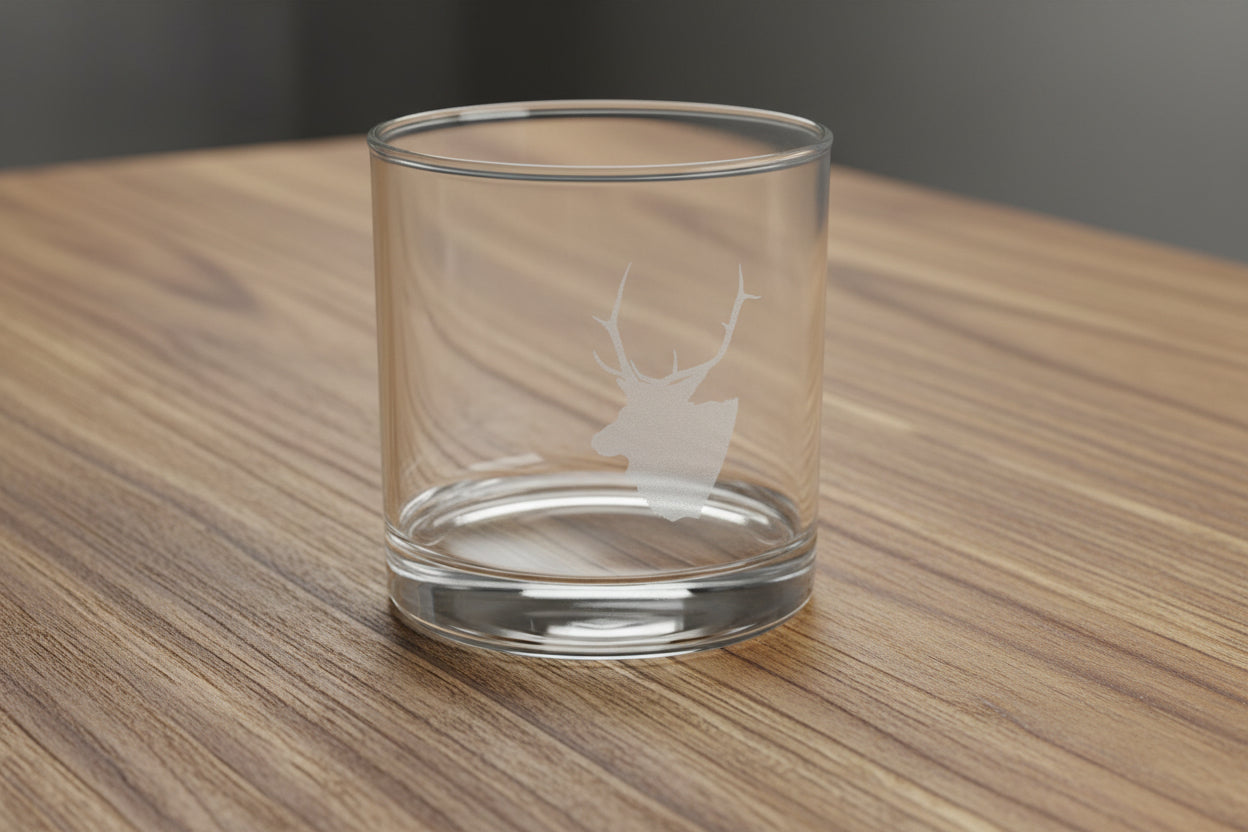 Engraved Stag Whiskey Glass — 10.5oz Personalized Rocks Glass