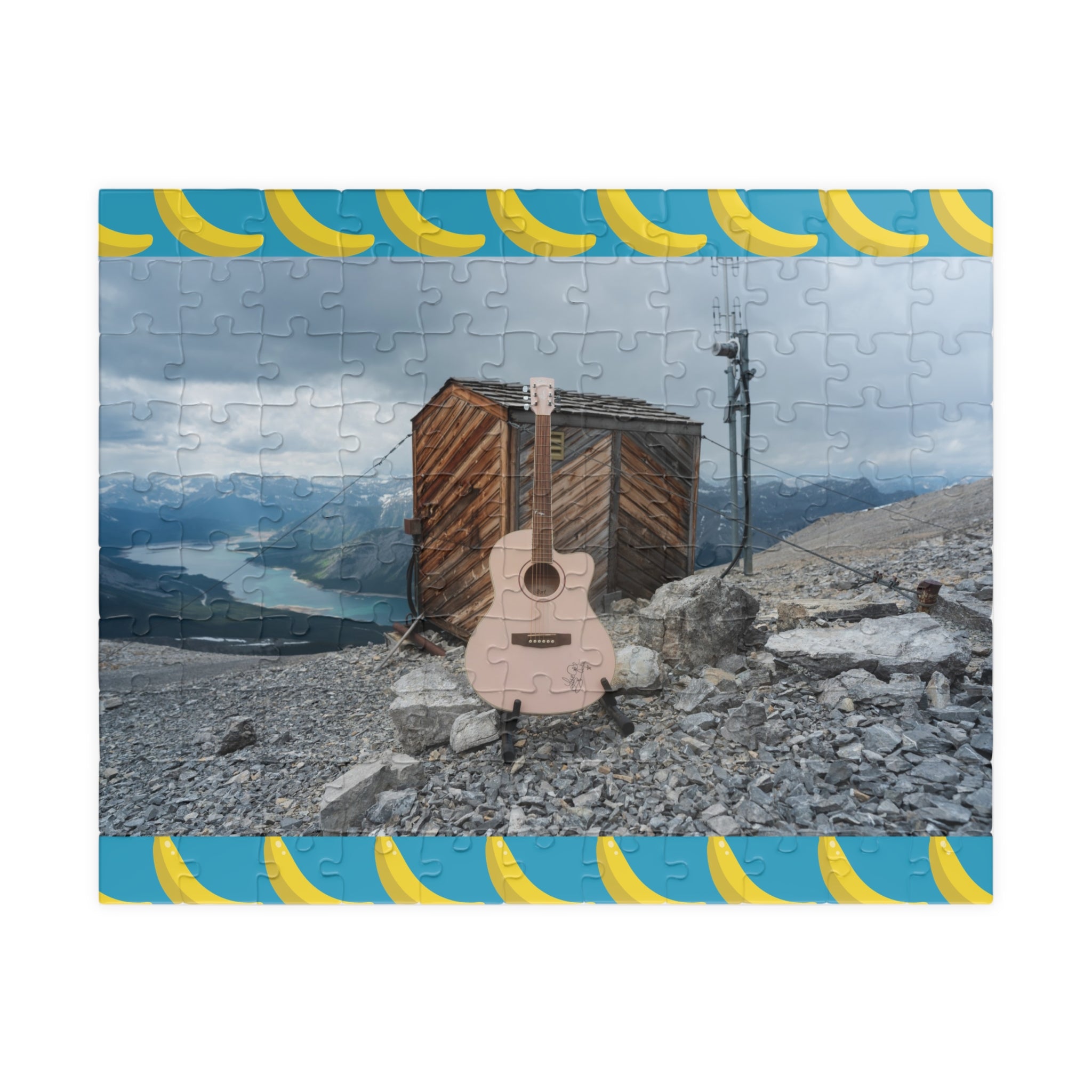 Copy of Guitar on Mountain Peak Jigsaw Puzzle — Scenic Music Lover Puzzle (110/252/520/1014 pcs)